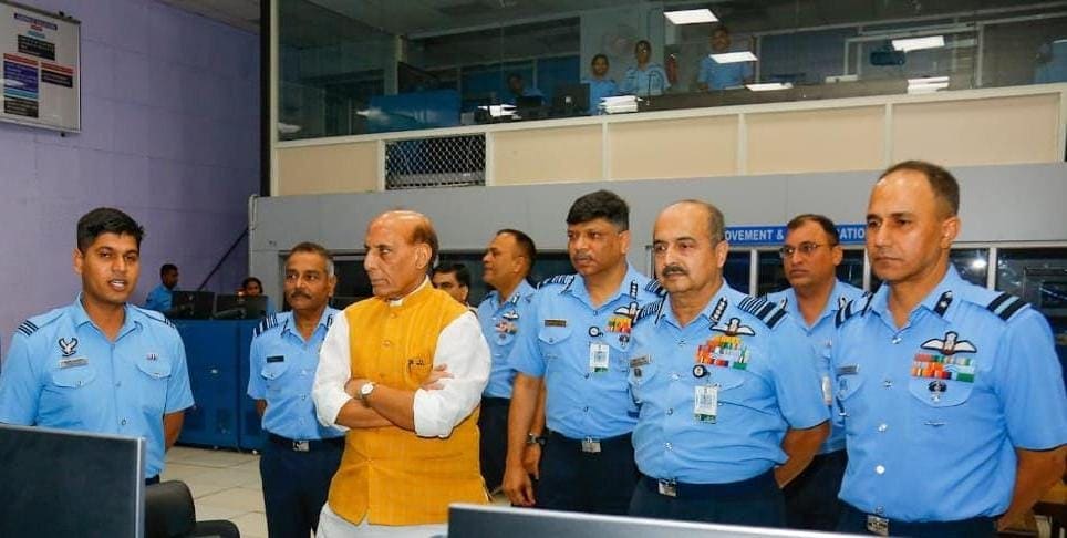 Defence Minister Rajnath Singh visited a radar station of the IAF, reviewing the performance of IACCS. Defence Minister Rajnath Singh visited a radar station of the IAF, reviewing the performance of IACCS.